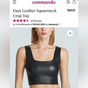 Commando Faux Leather Squareneck Crop Top size XS